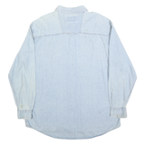 WRANGLER Mens Light Blue Denim Shirt L Button Cotton Casual Western Style
