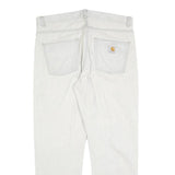 CARHARTT Mens Jeans White Relaxed Straight Denim W36 L30 Workwear Durable Zip