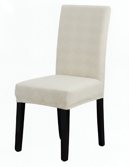 Anyseat Beige Checkered Line Chair Cover – Elastic Anti‑Dirt Design for Dining, Kitchen, Wedding, Hotel & Banquet Use