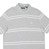 CHAPS Mens Grey & White Striped Short Sleeve Polo Shirt L Casual Summer