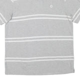 CHAPS Mens Grey & White Striped Short Sleeve Polo Shirt L Casual Summer