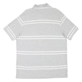 CHAPS Mens Grey & White Striped Short Sleeve Polo Shirt L Casual Summer