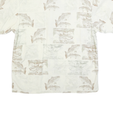 GUY HARVEY Mens Cream & Beige Printed Cotton Blend Shirt XL Relaxed Fit Casual