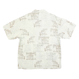 GUY HARVEY Mens Cream & Beige Printed Cotton Blend Shirt XL Relaxed Fit Casual