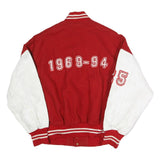 AVON Mens Red & White Letterman Jacket L Cotton Varsity Button Closure