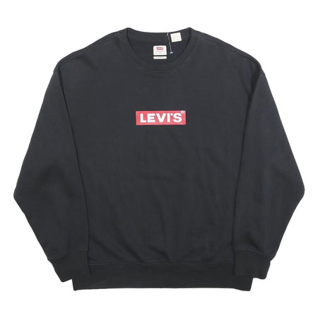 LEVI'S Womens Black S Cotton Crew Neck Pullover Sweatshirt Logo Print