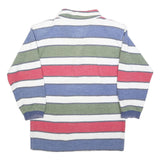 CHARLES VOGELE Womens White & Red & Blue & Green Striped Long Sleeve Polo Shirt