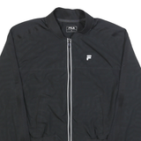 FILA Womens Black Jacket L Polyester Lightweight Button Closure Track Logo