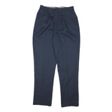 Mens Cotton Blend Navy Relaxed Fit Straight Leg Trousers W28 L31 Classic Casual