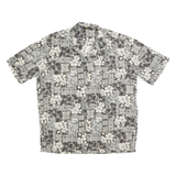 ROYAL CREATIONS Mens Black & Cream Floral Patchwork Shirt L Cotton Blend Casual