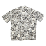 ROYAL CREATIONS Mens Black & Cream Floral Patchwork Shirt L Cotton Blend Casual