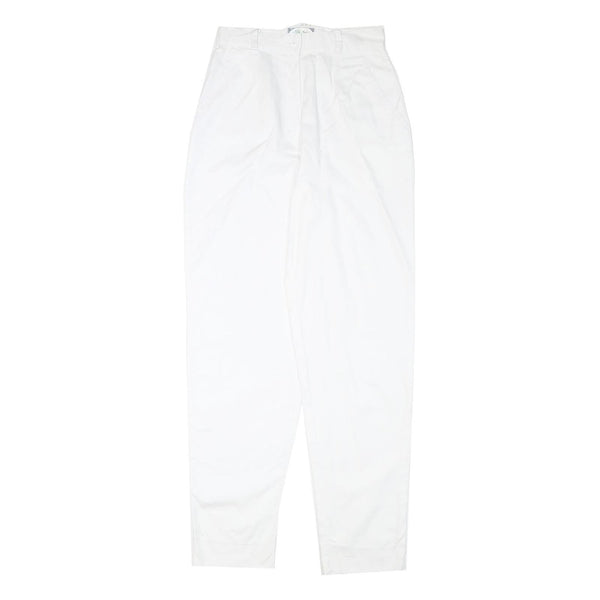 FREE Womens Cotton Blend White Relaxed Tapered Trousers W25 L29 Casual Summer