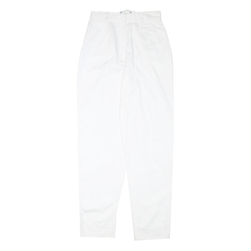 FREE Womens Cotton Blend White Relaxed Tapered Trousers W25 L29 Casual Summer