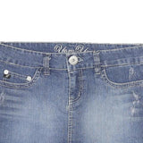 YOM YOM Womens Blue Denim Mini Cotton Blend Skirt L Casual Style Pockets