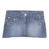 YOM YOM Womens Blue Denim Mini Cotton Blend Skirt L Casual Style Pockets
