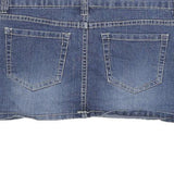 YOM YOM Womens Blue Denim Mini Cotton Blend Skirt L Casual Style Pockets