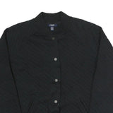 CHAPS Womens Black Quilted Jacket M Polyester Blend Button Closure Bomber