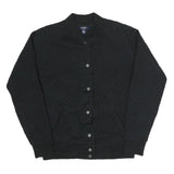 CHAPS Womens Black Quilted Jacket M Polyester Blend Button Closure Bomber