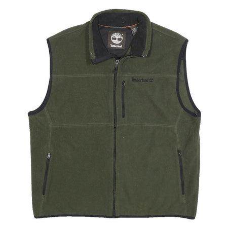 TIMBERLAND Mens Green Polyester Fleece Zip Jacket L Outdoor Casual