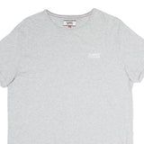 TOMMY JEANS Mens Grey Plain T-Shirt M Short Sleeve Crew Neck Casual Cotton Blend
