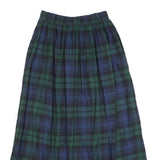 TALBOTS Womens Blue & Green Plaid Button Midi Cotton Skirt XXS Classic Comfort