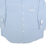 COCA COLA Mens Blue Denim Shirt L Cotton Blend Casual Long Sleeve Button