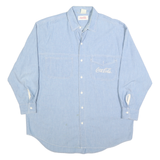 COCA COLA Mens Blue Denim Shirt L Cotton Blend Casual Long Sleeve Button