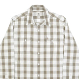 TIMBERLAND Mens White & Beige Check Shirt S Casual Cotton Long Sleeve Button