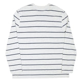 NAUTICA Mens White & Navy Striped Long Sleeve Crew Neck T-Shirt XL Casual Cotton