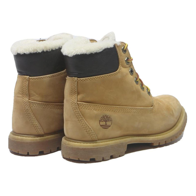 TIMBERLAND Womens 6 Inch Classic Premium Leather Boots Wheat UK 4 Fur Lined