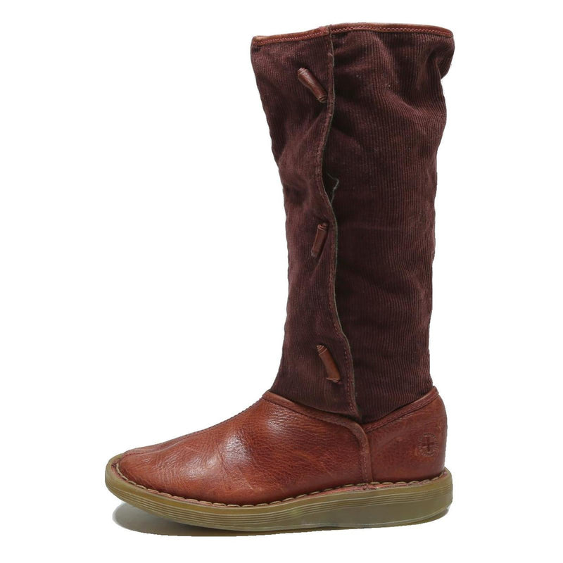 DR MARTENS Womens High Boots Brown Leather Synthetic UK 3 Casual