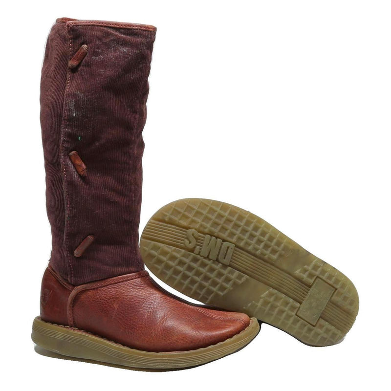 DR MARTENS Womens High Boots Brown Leather Synthetic UK 3 Casual