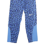 NIKE Womens Joggers Blue & Black XS W22 L20 Printed Slim Fit Athletic Leggings