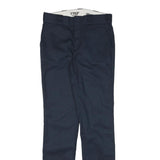 DICKIES Womens Regular Fit Navy Blue Cotton Blend Straight Leg Trousers W28 L32