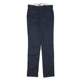 DICKIES Womens Regular Fit Navy Blue Cotton Blend Straight Leg Trousers W28 L32