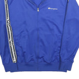 CHAMPION Mens Blue Zip Jacket L Polyester Logo Stripe Track Sportswear