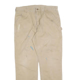 CARHARTT Mens Regular Fit Beige Workwear Denim Zip W36 L32 Carpenter Jeans
