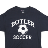 CHAMPION Mens Navy Blue Butler Soccer Graphic T-Shirt L Short Sleeve Crew Neck