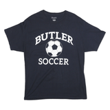 CHAMPION Mens Navy Blue Butler Soccer Graphic T-Shirt L Short Sleeve Crew Neck