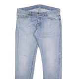 CARHARTT Mens Jeans Blue Regular Straight Denim Light W34 L32 Button Closure