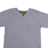 CARHARTT Mens Grey Plain T-Shirt S Short Sleeve V-Neck Workwear Pocket