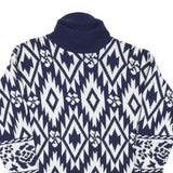 WORTHINGTON Mens Blue & White Patterned Pullover Jumper Turtle Neck M Acrylic