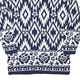 WORTHINGTON Mens Blue & White Patterned Pullover Jumper Turtle Neck M Acrylic
