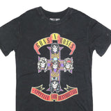 GUNS N ROSES Womens Black Cotton Blend T-Shirt Dress Printed Short Sleeve M Band