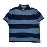 Tommy Hilfiger Striped Polo Shirt - Medium Blue Cotton