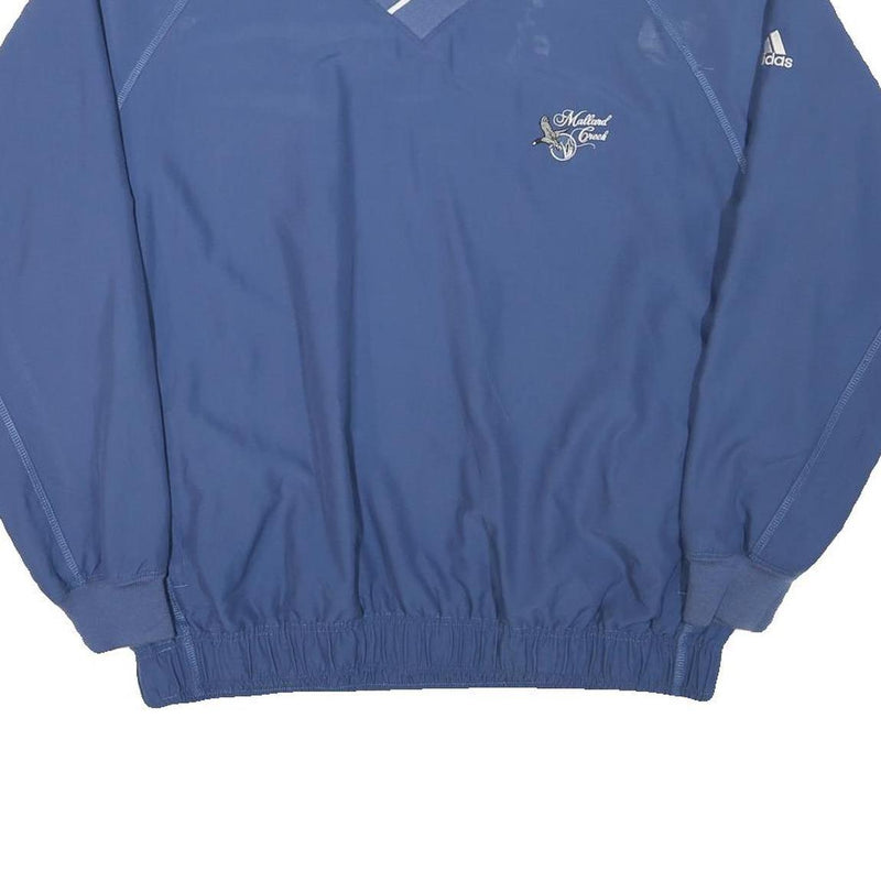 ADIDAS Mens Blue V-Neck Sweatshirt M Polyester Blend Sportswear