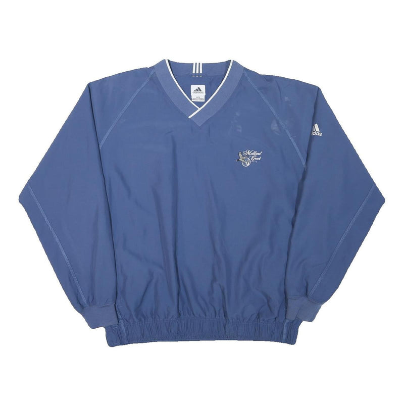 ADIDAS Mens Blue V-Neck Sweatshirt M Polyester Blend Sportswear