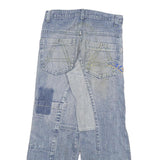 Womens Blue Denim Regular Fit Straight Leg Jeans W28 L29 Patchwork Zip