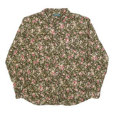 LAUREN RALPH LAUREN Womens Green Floral Shirt L Elegant Cotton Blend Button