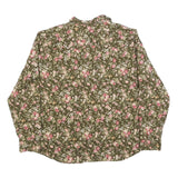 LAUREN RALPH LAUREN Womens Green Floral Shirt L Elegant Cotton Blend Button